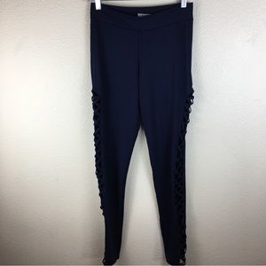 Ekouaer Women's Leggings Navy Blue Side Cut Outs Size Small